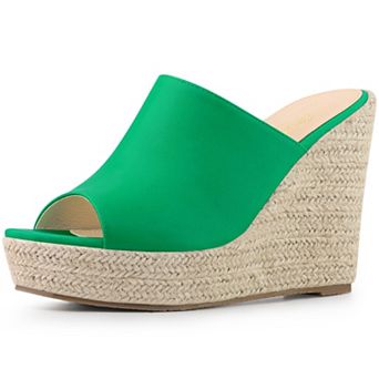 Open Toe Espadrille Wedge Heel Platform Slide Sandal for Women