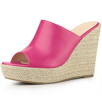 Open Toe Espadrille Wedge Heel Platform Slide Sandal for Women