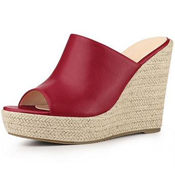 Open Toe Espadrille Wedge Heel Platform Slide Sandal for Women