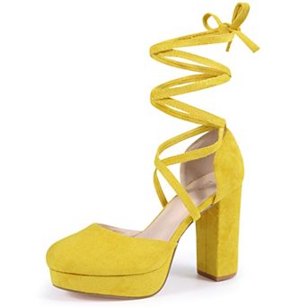 Lace Up Strappy Platform Block Heel Pumps for Women