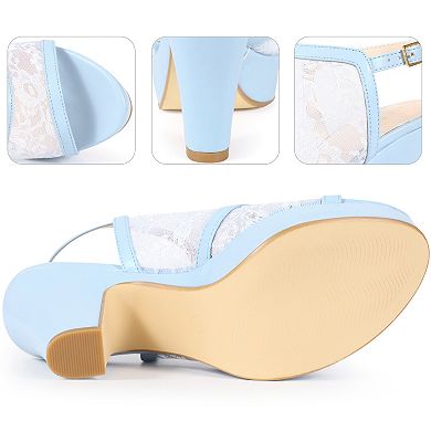 Platform Open Toe Chunky Heel Lace Sandals for Women