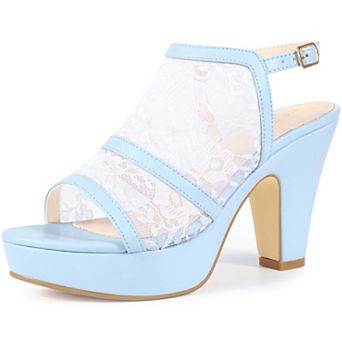 Platform Open Toe Chunky Heel Lace Sandals for Women