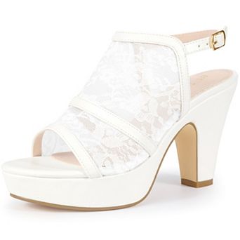 Platform Open Toe Chunky Heel Lace Sandals for Women