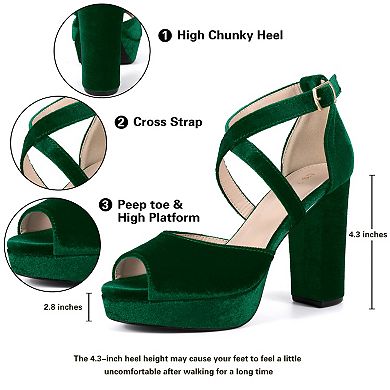 Square Toe Kitten Heel Ankle Strap Sandals for Women
