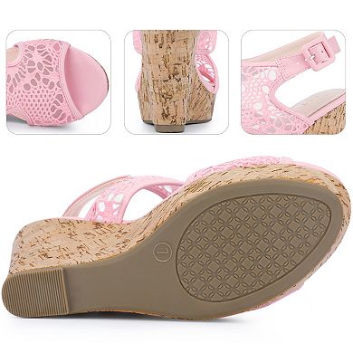 Open Toe Wedges Heels lace Ankle Strap Sandals for Women