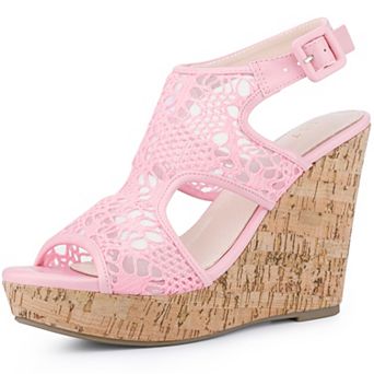 Open Toe Wedges Heels lace Ankle Strap Sandals for Women