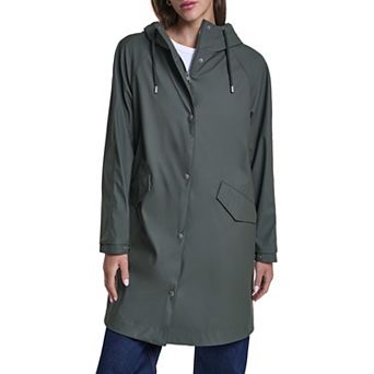 Women's Levi's® Rubberized Faux Leather Hooded Raglan Sleeve Rain Jacket