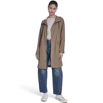 Women's Levi's® Rubberized Faux Leather Hooded Raglan Sleeve Rain Jacket