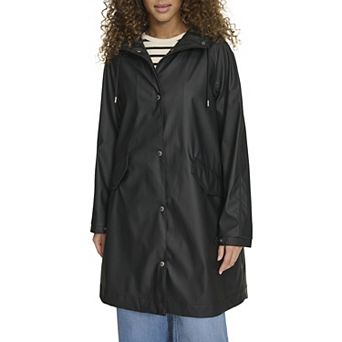 Women's Levi's® Rubberized Faux Leather Hooded Raglan Sleeve Rain Jacket