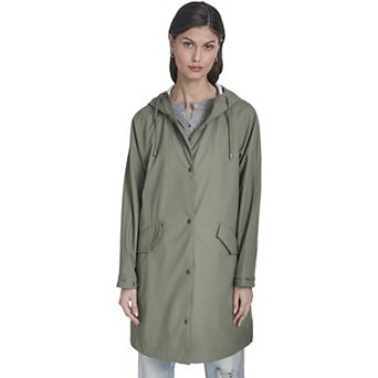 Women's Levi's® Rubberized Faux Leather Hooded Raglan Sleeve Rain Jacket