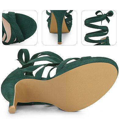 Strappy Platform Lace Up Stiletto Heels Sandals for Women
