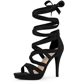 Strappy Platform Lace Up Stiletto Heels Sandals for Women