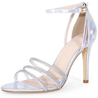 Rhinestone Ankle Strap Stiletto Heel Sandals for Women