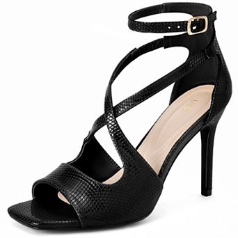 Women's Square Toe Crisscross Strappy Stiletto Heel Sandals