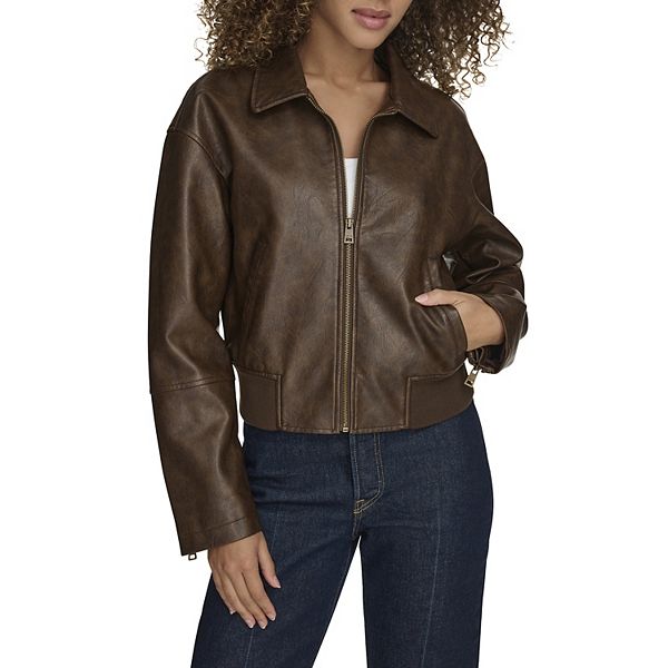 ジャケット・アウター Levi's PU Leather Bomber Jacket Women's Levi's® Faux Leather Bomber Jacket