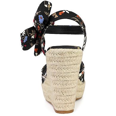 Women's Floral Printed Slingback Espadrille Wedge Sandals