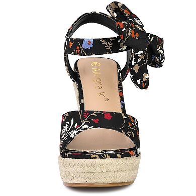 Women's Floral Printed Slingback Espadrille Wedge Sandals