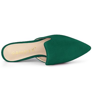 Women's Pointed Toe Flat Slides Emerald Mules