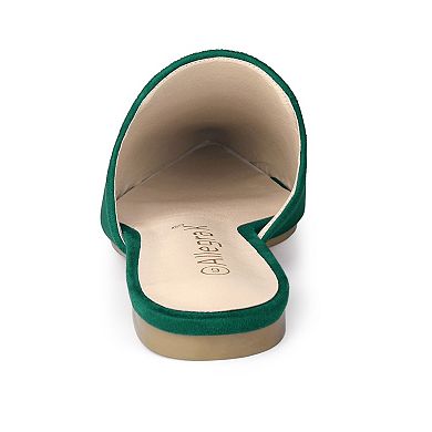 Women's Pointed Toe Flat Slides Emerald Mules