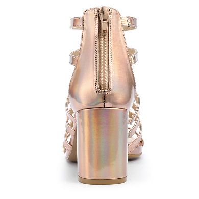 Women's Cage Strappy Gladiators Chunky Heels Sandals