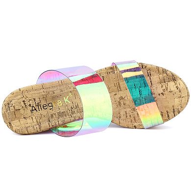 Women's Clear Platform Transparent Straps Wedge Colorful Heels Sandals