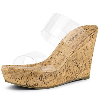 Women's Clear Platform Transparent Straps Wedge Colorful Heels Sandals