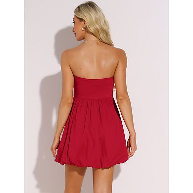 Strapless Tube Dress for Women's Sleeveless Off Shoulder Party Mini Short Dress