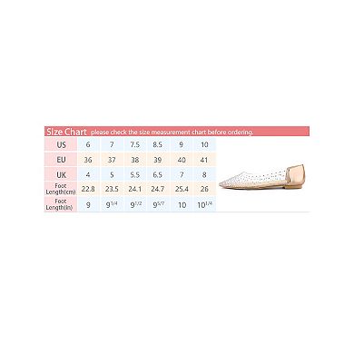 Women's Pointed Toe Clear Rhinestone Ballet Flats