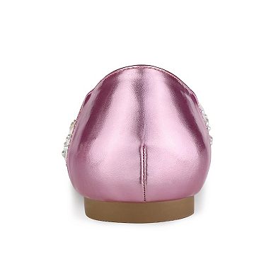 Women's Pointed Toe Clear Rhinestone Ballet Flats