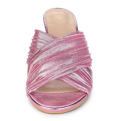 Women's Mule Slip On Block Heel Slide Sandals