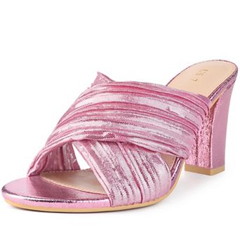 Women's Mule Slip On Block Heel Slide Sandals