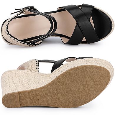 Women's Crisscross Strap Wedges Espadrilles Wedge Heel Platform Sandals