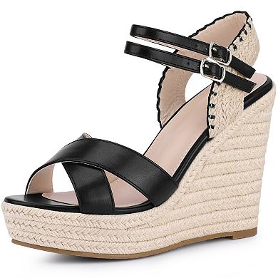 Women's Crisscross Strap Wedges Espadrilles Wedge Heel Platform Sandals