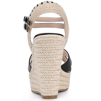 Women's Crisscross Strap Wedges Espadrilles Wedge Heel Platform Sandals