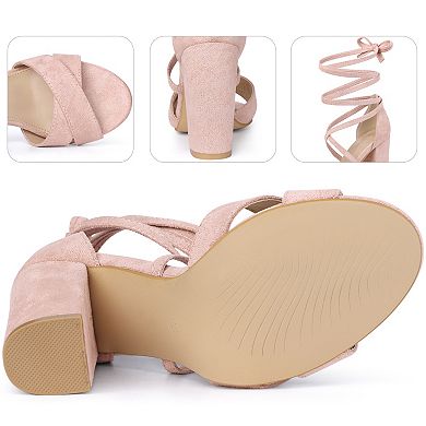Strappy Chunky Heels Lace Up Sandals for Women