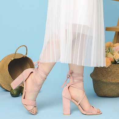 Strappy Chunky Heels Lace Up Sandals for Women