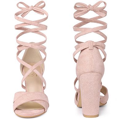 Strappy Chunky Heels Lace Up Sandals for Women