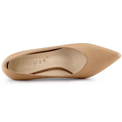 Women's Pointed Toe Low Kitten Heel Dress Pumps