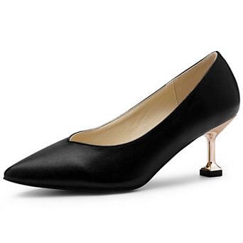 Women's Pointed Toe Low Kitten Heel Dress Pumps