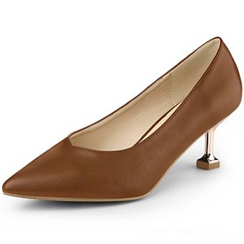 Women's Pointed Toe Low Kitten Heel Dress Pumps