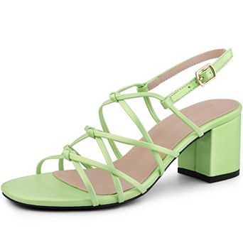 Women's Square Toe Knots Ankle Strap Chunky Heels Sandals