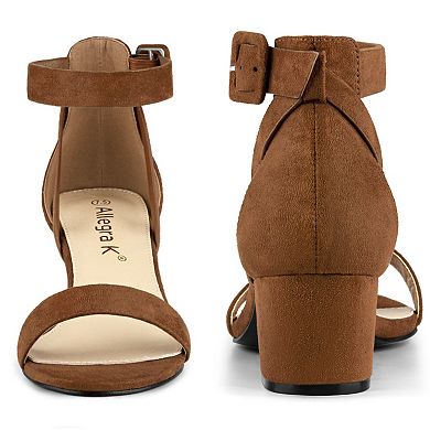 Open Toe Ankle Strap Block High Heels Sandals for Women