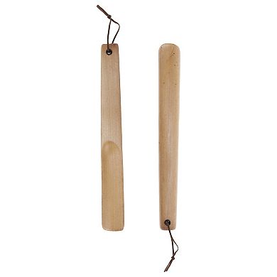 Long Handle Hangable Shoe Horn for Shoe 11.81"x1.38" Wood Color 1 Pc