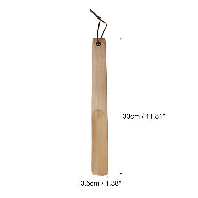 Long Handle Hangable Shoe Horn for Shoe 11.81"x1.38" Wood Color 1 Pc