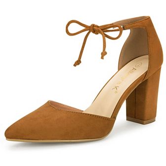 Women's Ankle Tie Point Toe Dress Pumps