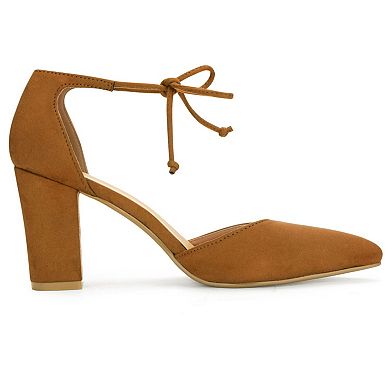 Women's Ankle Tie Point Toe Dress Pumps