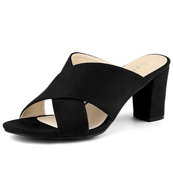 Women's Crisscross Strap Block Heel Leopard Slide Sandals