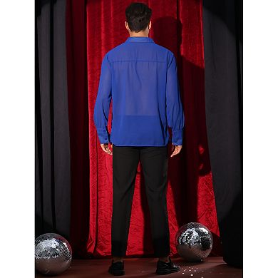 Sheer Shirts for Men's See Through Button Down Long Sleeve Party Shirt