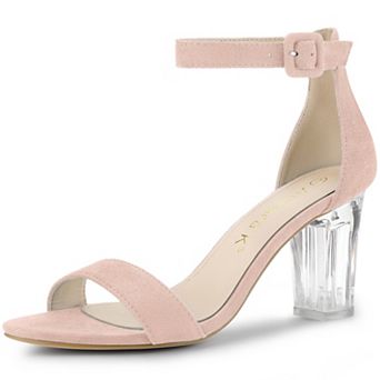 Women's Ankle Strap Clear Heel Chunky Heels Sandals