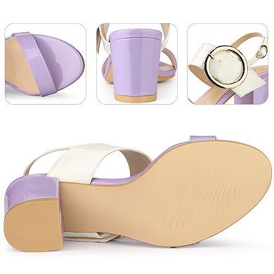 Slingback Buckle Two Straps Chunky Heel Sandals for Women